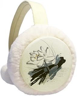 Ink Lotus Flower Plant Flower Winter Ear Warmer Cable Knit Furry Fleece Earmuff Outdoor