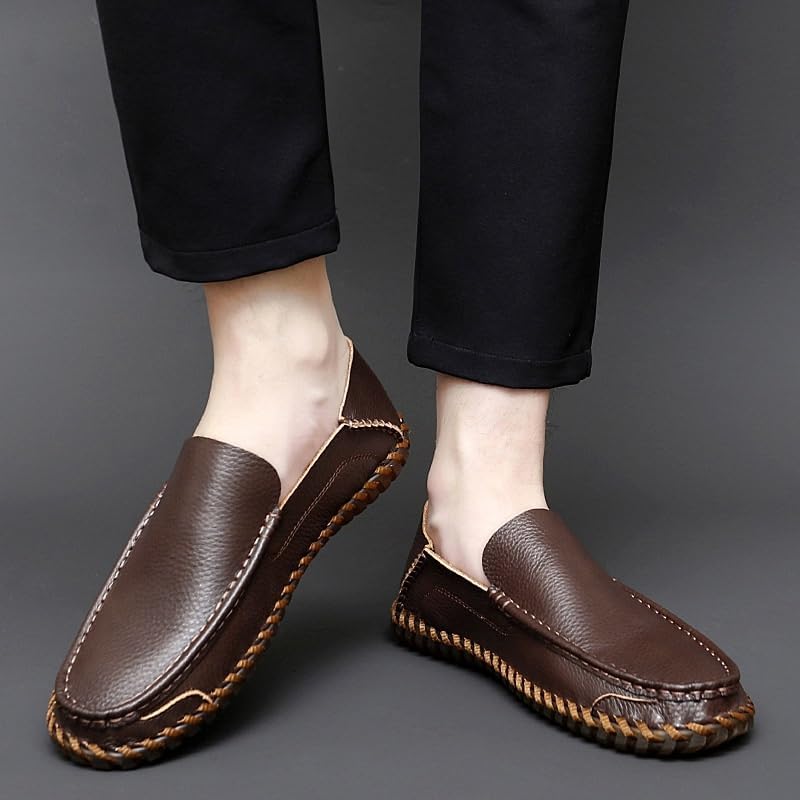 Shoes Men's Versatile Comfortable Slip-on Loafers Classic Low-top Round-Toe Oxford Shoes Men Flat-Soled Breathable Shoes for Party Shopping Driving