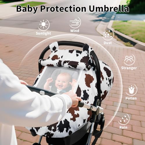 Image of Elstey Car Seat Cover Baby Boys & Girls, 3D Minky Dot Infant Carseat Canopy | Windproof & Lightweight - Stroller Sun Shade with 2 Layers Breathable Mesh Windows, Carrier for Babies Newborn Essentials