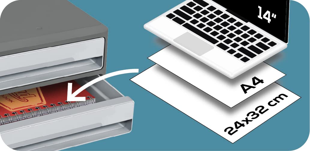 CEP Support d'écran PC ordinateur Module de Rangement 2 Tiroirs Réhausseur de moniteur MoovUp Gris Plastique Recyclé