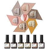 🤎◖Estilo brillante y mate◗: las uñas de gel semipermanentes mantienen el brillo como el espejo y el mate de alta calidad como la textura de terciopelo. No hay mellas, astillas ni manchas de estos esmaltes en gel.