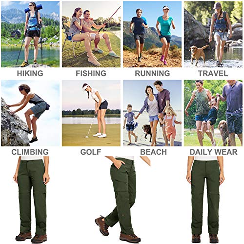Women's Hiking Pants Convertible Quick Dry Lightweight Outdoor Upf 40 Fishing Safari Waterproof Travel Camping Capri Pants,2192,Army,28/Us 6 #TOP5
