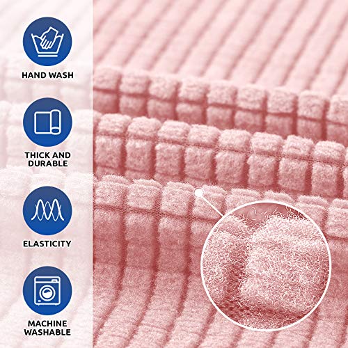 Kekuou Stretch Loveseat Sofa Cover Slipcover,Couch Covers For 2 Cushion Couch Sofa (55"-79") Furniture Protector Sofa With Elastic Bottom For Kids,Dog. Jacquard Small Checked (Medium,Dusty Pink) #TOP4