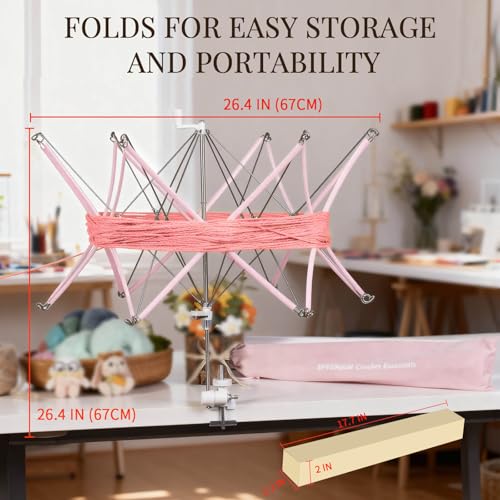 Image of SPEENSUN Yarn Swift, Adjustable Angle /Height Yarn Umbrella Turn Loose Yarn into Tidy Skeins, Easy to Install and Foldable, Perfectly Paired with Yarn Winder, with Storage Bag and Packaging Box