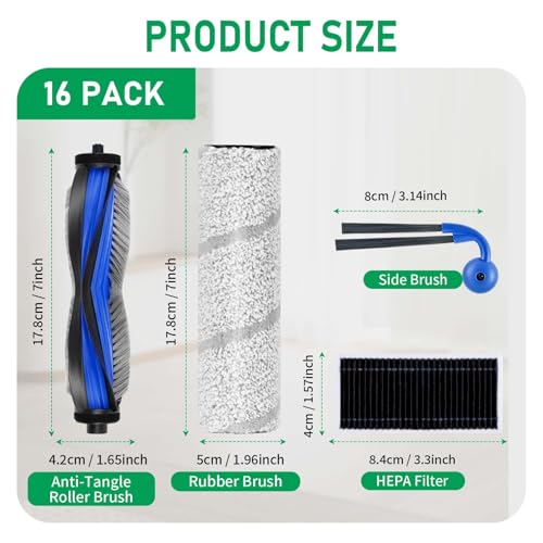 Image of Replacement Accessories Compatible with Ecovacs Deebot X11 Pro Omni / X11 Omni Cyclone Robot Vacuum Cleaner, Parts Include 1 Main Brush, 2 Roller Mop Pads, 6 Hepa Filters, 6 Side Brush