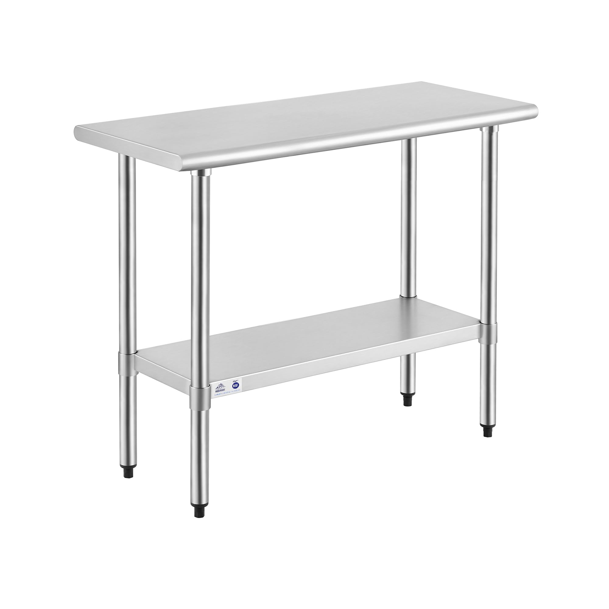 ROCKPOINT Stainless Steel Table for Prep &amp; Work 18x36 Inches, NSF Metal Commercial Kitchen Heavy Duty Table with Adjustable Under Shelf and Table Foot for Restaurant, Home and Hotel