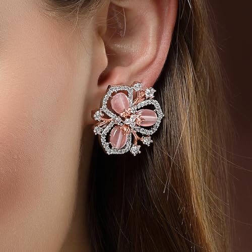 Image of Karatcart Women Green American Diamond Stud Earrings