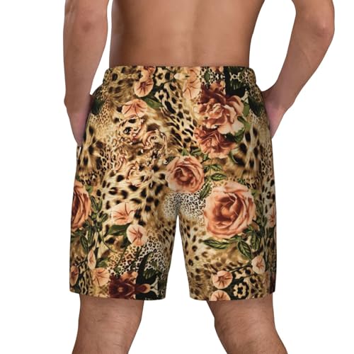 Short de bain à séchage rapide homme double couche imprimé léopard