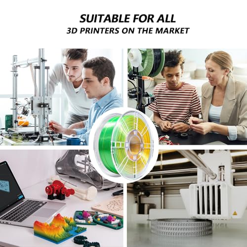 Image of iBOSS Silk Tri-Color Filament, Gold Green Purple Silk PLA+ Filament 1.75mm + /- 0.02mm, PLA Plus 3D Printer Silk Filament Color Change 1kg(2.2lbs) Spool, Fit for Most FDM 3D Printers