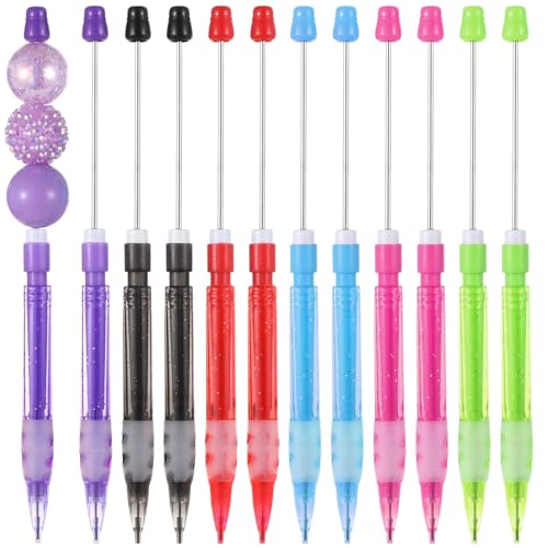 Mini Mechanical Pencils Drawing Pencils, 12 Pcs Beadable Mechanical Pencils for Writing Drawing Sketching DIY Crafting, 0.7Mm Beadable Small Pencils