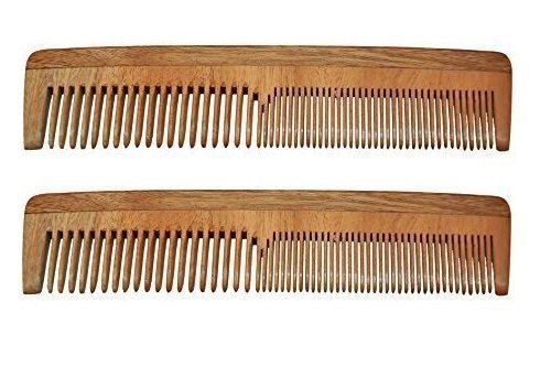 LEYSINCombo Of 2 Pcs Neem Wood Comb For Men And Women Pack Of 1