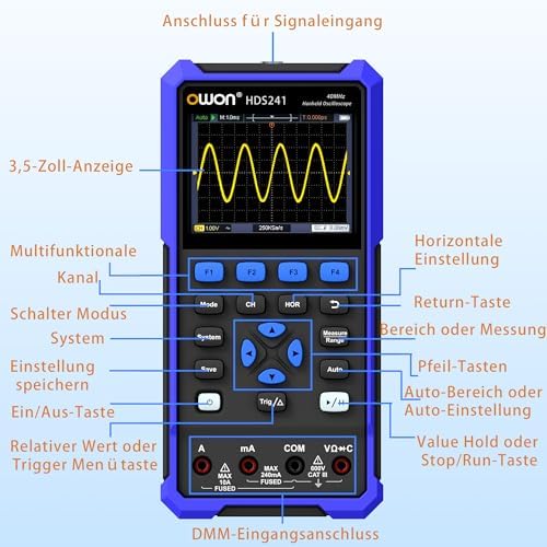 Bild 5 - HDS241 OWON Oszilloskop Multimeter 3 IN 1 Funktion 24.000 Messwerte Multimeter 40MHz Bandbreite 100KHz Signalquellen 3.5” LCD mit 320 x 240 Pixeln
