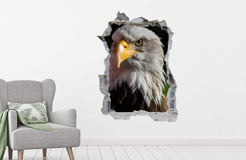 Pegatinas de Pared rotas 3D Vogel calcomanías murales extraíbles decoración de Sala de Arte de Vinilo para Sala de Estar Dormitorio Cocina 70x110cm