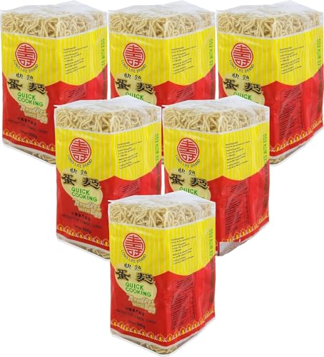 Quick Cooking Eiernudeln 6 x 500 g | Schnellkochende Nudeln aus Weizenmehl mit Ei | Vielseitig für Braten, Suppe & Wokgerichte met Kajal Sticker | Perfekt für Wokgerichte, Suppen