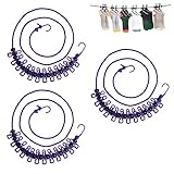 Zhoudafu 3 Pack Travel Clothesline for Hotel Room&Cruise Ship, Windproof Travel Laundry Line with 12 Clothespins, Portable Travel Clothes Line, Outdoor Camp Clothesline (Purple)