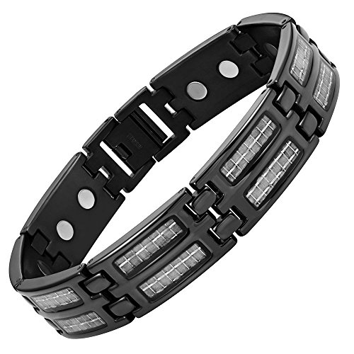 Willis Judd  Pulsera magnética de titanio plateado pulsera de fibra de carbono incluye herramienta para quitar eslabones