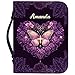 Personalized Butterfly Bible Cover, Custom PU Leather Bible Case with Zipper & Handle, Inspirational Scripture, Christian Bible Carrying Holder Gift for Women (I Can Do All Things)