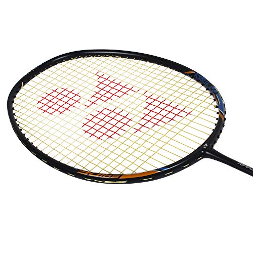 Image of Yonex Nano ray 18I Badminton Racquet (Black, Graphite, G4 - 77g, 30 lbs. Tension) & Mavis 350 Green Cap Nylon Shuttlecock (Yellow)