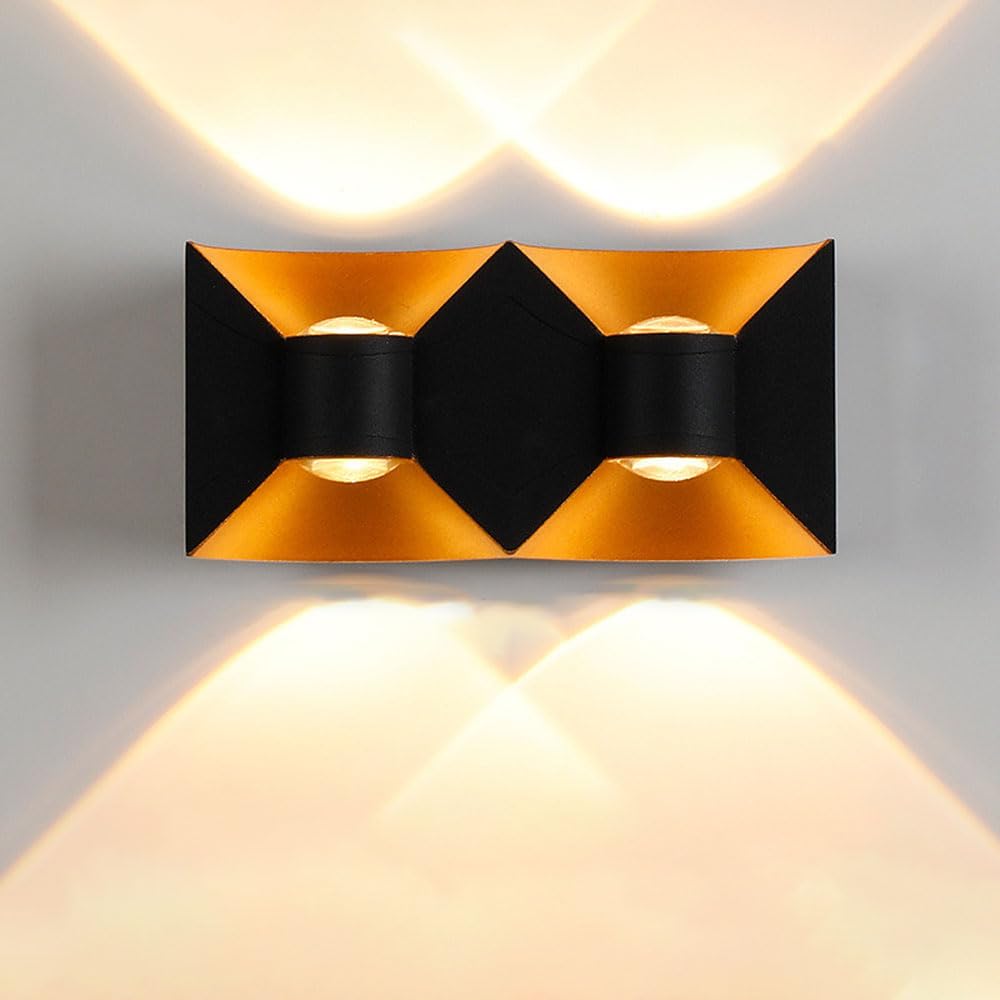 YUANCHUTOP European Style Waterproof Outdoor Wall Lamp,Modern Simple Bow Led Decorative Light,Indoor Corridor Balcony,American Villa Courtyard Garden Garage Rainproof Sconces