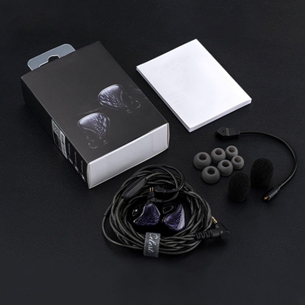 Zoegneer Auricolari in-ear con doppio driver dinamico con cavo staccabile per suono Hi-Fi, vestibilità comoda, materiale ABS, portatili, per viaggi e pendolari (3,5 mm)