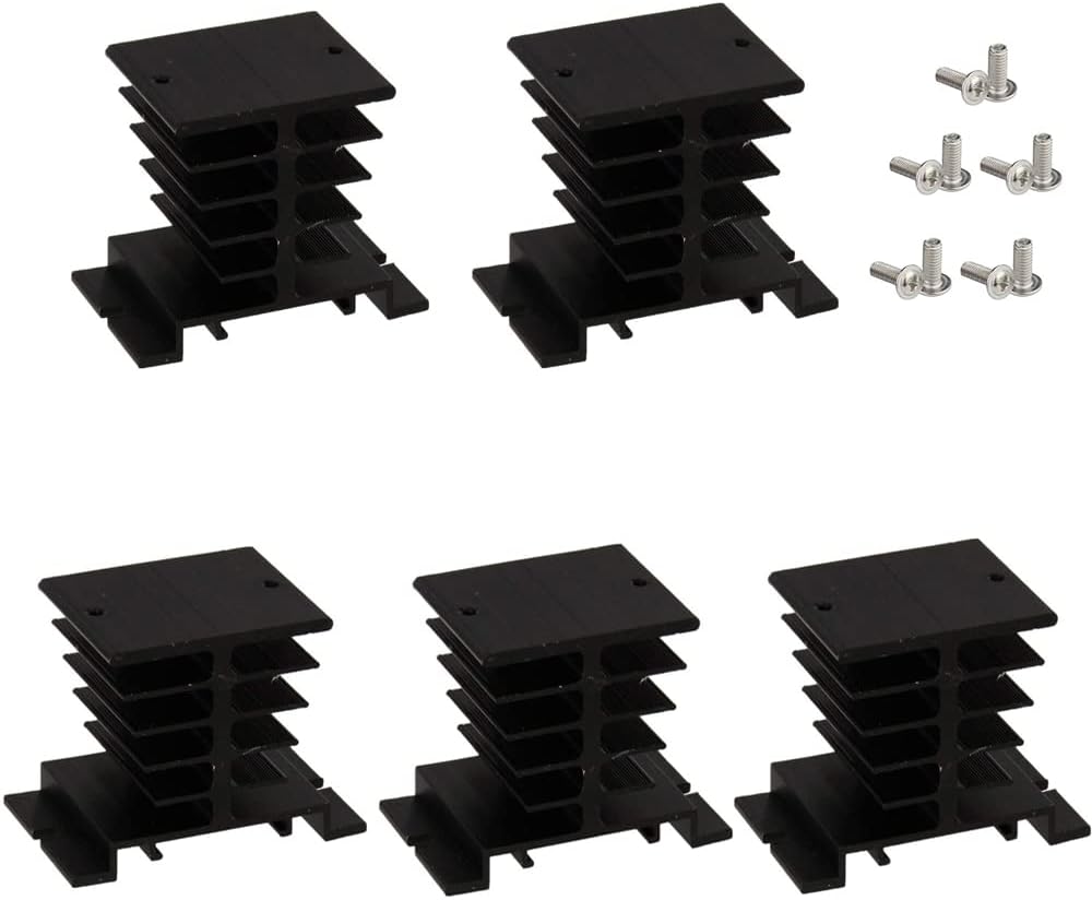 SSR-10,25,40A Solid State Relay Heat Sink, 5PCS Aluminum Heatsink PID Temperature Controller Heat Sink with Solid State Relay Cover for Solid State Relay and SSR Radiator Module