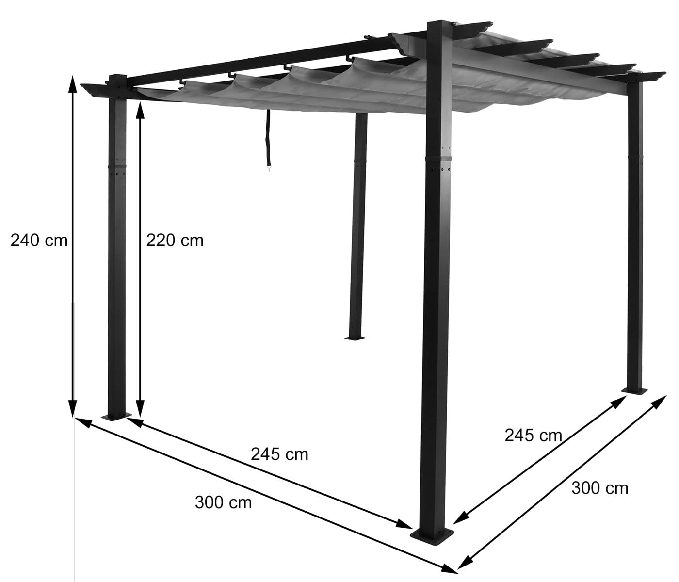 Pergola en Aluminium HWC-N93 UV50+ 3x3m Anthracite