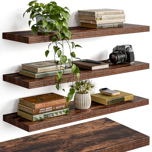 YUFLINX 23’’Rustic Brown Floating Shelves for Wall,Rustic Wood Shelf for