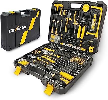 Enventor Werkzeugset 280-teilig, Handwerkzeug Set mit Werkzeugkoffer | Mit Schraubendrehern, Zangen, Hammer, Säge, Wasserwaage, Schlüsseln und weiterem Handwerkzeug