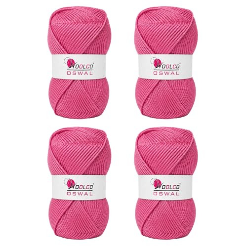 Image of Brilon Acrylic Hand Knitting Yarn Balls Pack of 4 (50g Each) -Soft Wool Yarn for Knitting, Craft, DIY Projects, Sweaters, Scarves, Multicolor Wool Thread for Home Use (Rose)