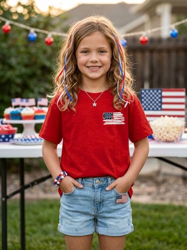 Image of AMWIPE Boys Girls USA Shirt Kids 250 Anniversary USA Shirts American Flag Tshirt 4th of July Outfits Cute Patriotic Top 6-14y