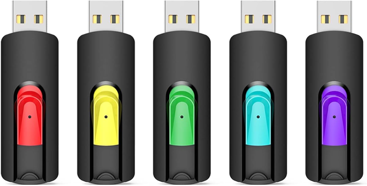Aiibe 128GB Flash Drive 5 Pack 128GB USB Flash Drives Thumb Drive 128 GB USB Drive USB 2.0 Memory Sticks Jump Drives 128G (5 Pack, Red Green Cyan Yellow Purple) : Electronics