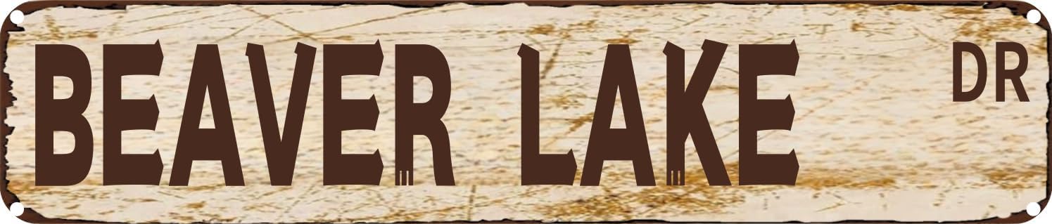 Vintage Tin Sign Retro Metal Wall Decor BEAVER LAKE DR Rustic Aluminum Plaque for Home,Bar,Kitchen,Garage,Man Cave 4x16 Inch