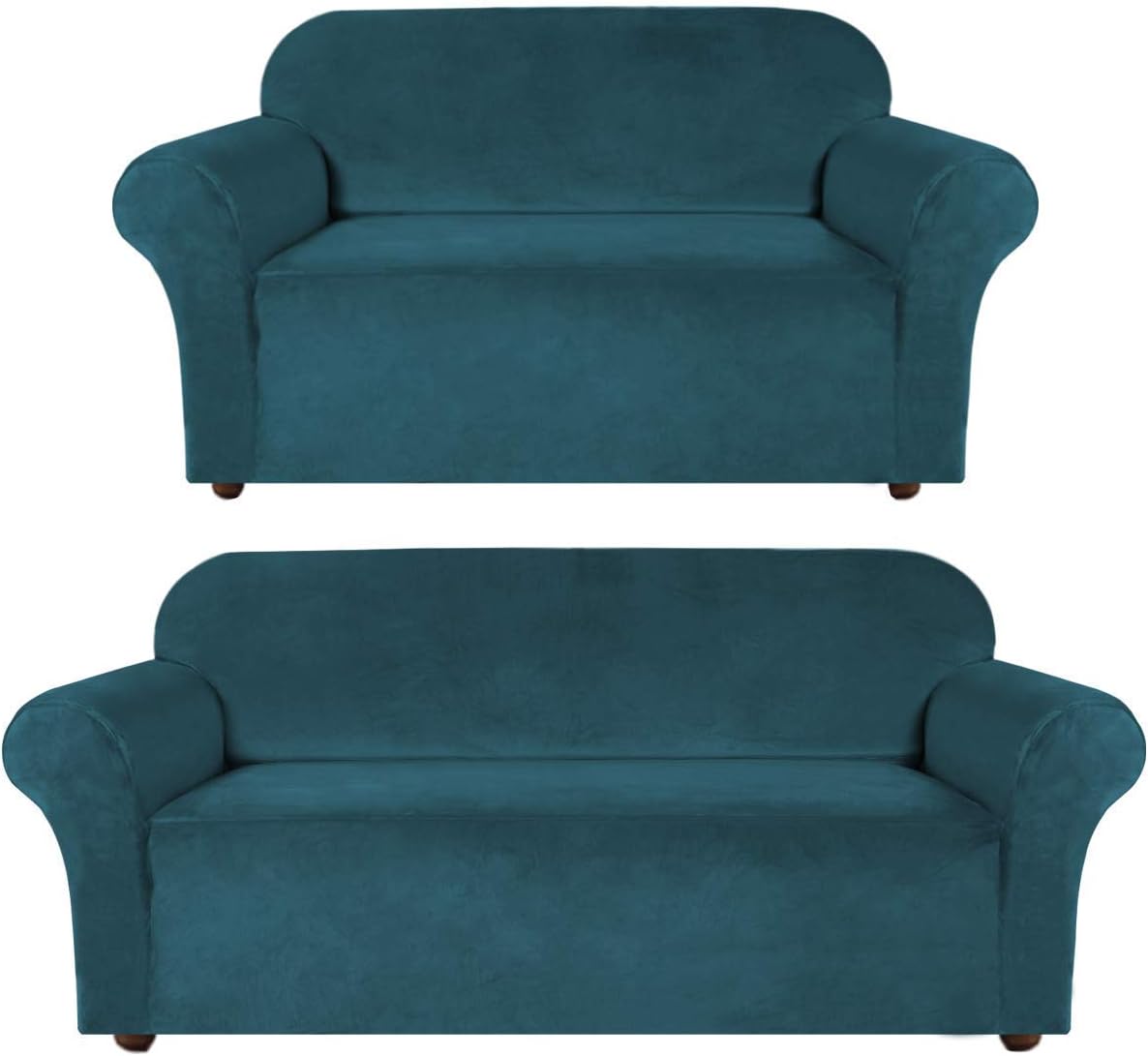 Turquoize Velvet Sofa Slipcover Bundle with Loveseat High Spandex Sofa Cover/Lounge Covers/Couch Covers Deep Teal