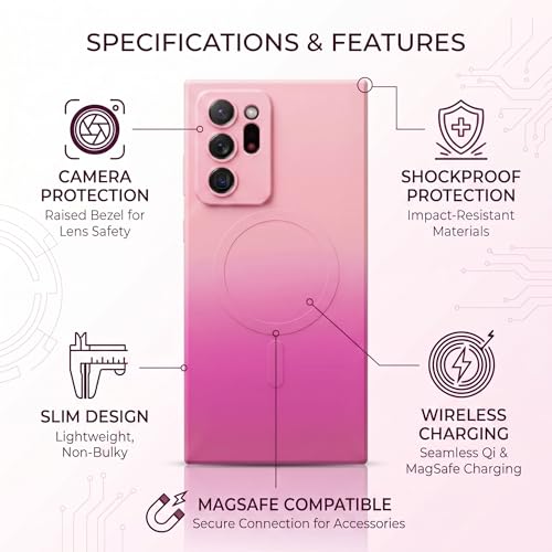 Image of amazon basics Gradient Mag-Safe Case for Samsung Galaxy Note 20 Ultra | Soft Silicone Shockproof Cover with Camera Protection | Slim Lightweight Design | Smooth Touch & Durable - Light and Dark Pink