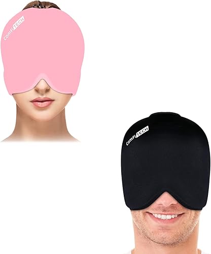 ComfiTECH Envoltura para la cabeza de hielo para migraña, sombrero para aliviar el dolor de cabeza para la migraña para la tensión, ojos hinchados,