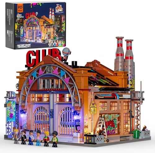 FUNWHOLE Factory House of Music Lighting Building Bricks Set - Street Fusion Music Club City Town Fully Accessible Multi-Form Modular Collection Kit 2654 Pcs for Adults & Teens & Street Culture Lovers