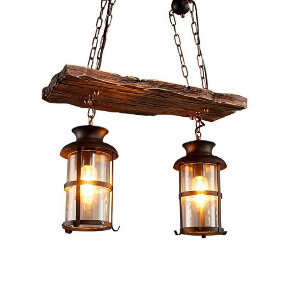 Lampa wisząca w stylu vintage, żyrandol z drewna, metalu, E27, rustykalna, liniowa, lampa sufitowa do salonu, jadalni, restauracji, kawiarni, hotelu, przedpokoju, piwnicy, piwnicy