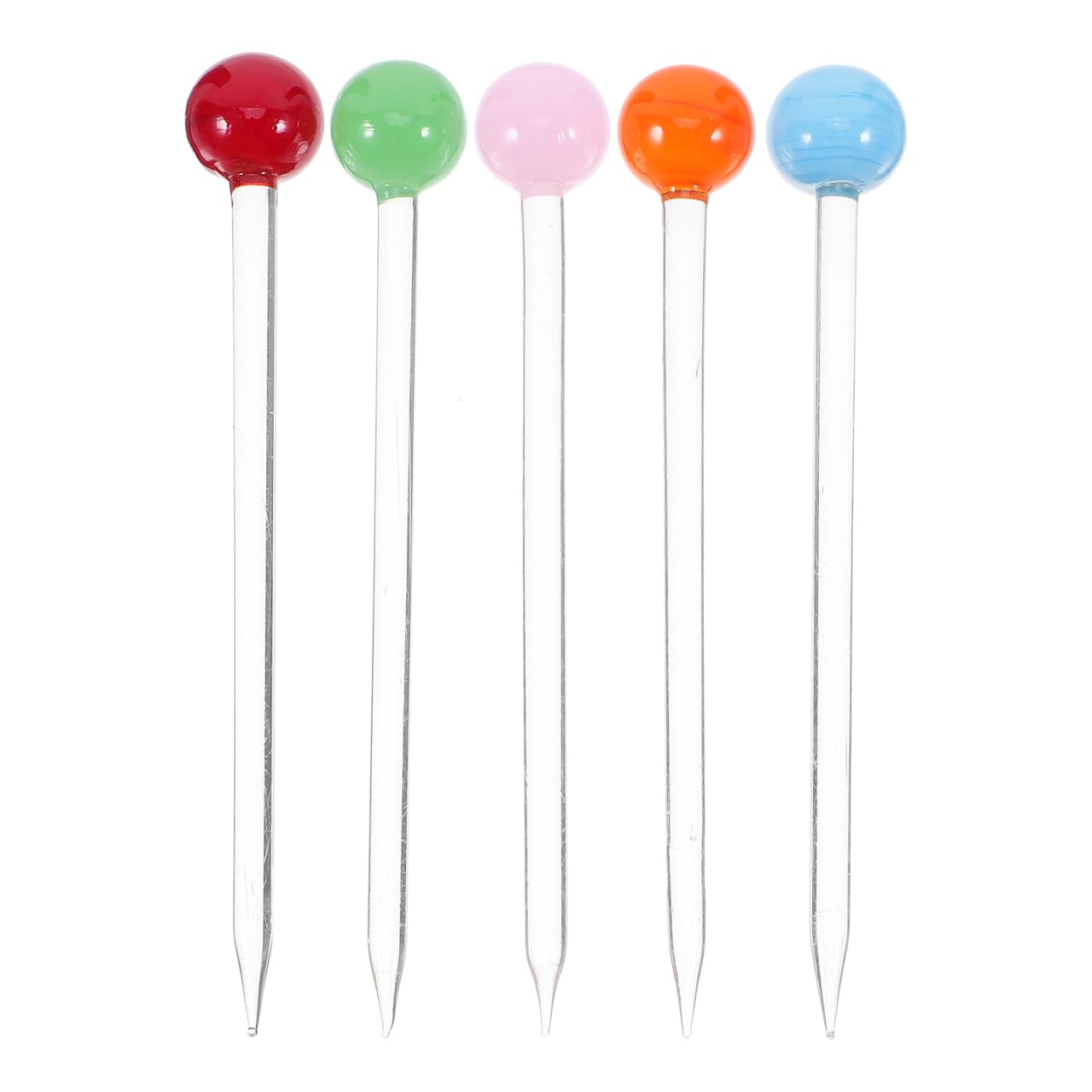 Cabilock 5pcs Cocktail Picks Glass Cocktail Garnish Toothpicks Cocktail Swizzle Stirrer Sticks Fancy Skewers Picks Reusable for Appetizers Olives Brandied Cherries