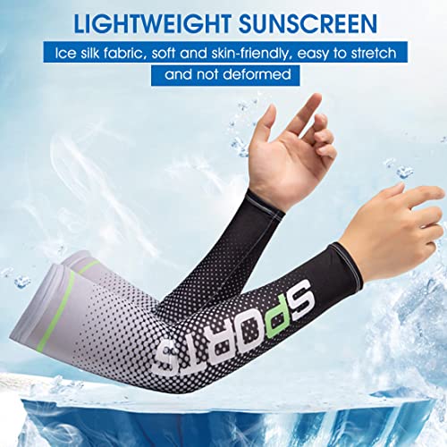 Image of Zibuyu Sun Protection Arm Sleeves for Men, Stylish Combo Bandana Biker Arm Sleeves for Men & Women, UPF 50 Hand Cover for Cycling, Basketball, Football, Golf, Cricket, Outdoor Sports