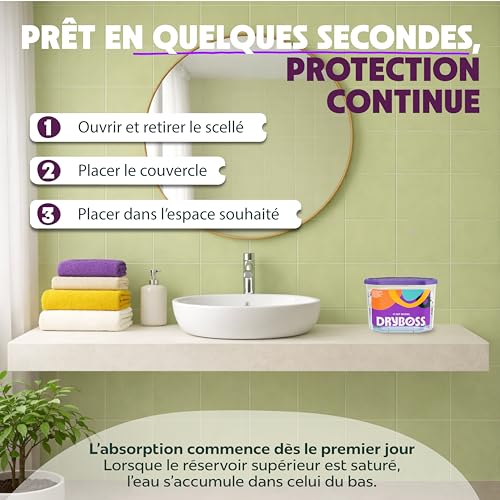 DRYBOSS Pack X 10 Absorbeur D'humidité - Anti Humidité Maison, Armoire Et Chambre - Déshumidificateur Anti Odeur - Anti Odeur Pour Placard, Voiture, Salle De Bain - Produit De Qualité Non Électrique – vue 4