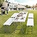 VINGLI 4 feet Plastic Folding Bench,Portable in/Outdoor Picnic Party Camping Dining Seat, Garden Soccer Multipurpose Entertaining Activities, Smooth HDPE Tabletop (2, White, 4ft)