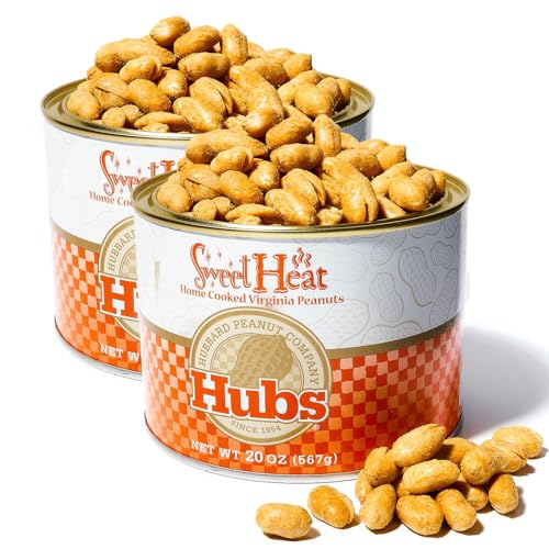 Hubs Peanuts Premium Virginia Nuts - Irresistible Crunch &amp; Flavored Nuts - Non-GMO, Gluten Free - Peanuts from Top 1% Crop - Reusable Tin - Perfect Snack for Any Occasion (Sweet Heat)