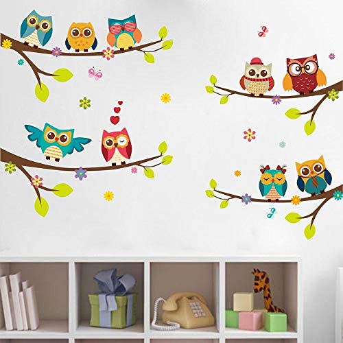 Aeromdale Hiboux Animaux Arbre Mur Art Decal Sticker Décoratif pour Salon Pépinière Bébé Fille Garçon Enfants Chambre des Enfants Chambre Décoration...