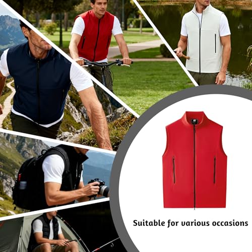 WUWWUT Personalisierbare Softshell-Weste für Herren, Sportweste, individuelle Arbeitsweste mit Reißverschlusstasche, leicht, ärmellos, Softshell-Jacke, Schwarz , XL