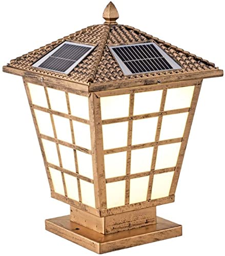 CCYENG Farola de jardín con energía Solar, lámpara de Columna, luz LED Solar para Exteriores, Impermeable, Tradicional, de Vidrio, Resistente a la Lluvia, para jardín, Cerca, césped, Suelo, L