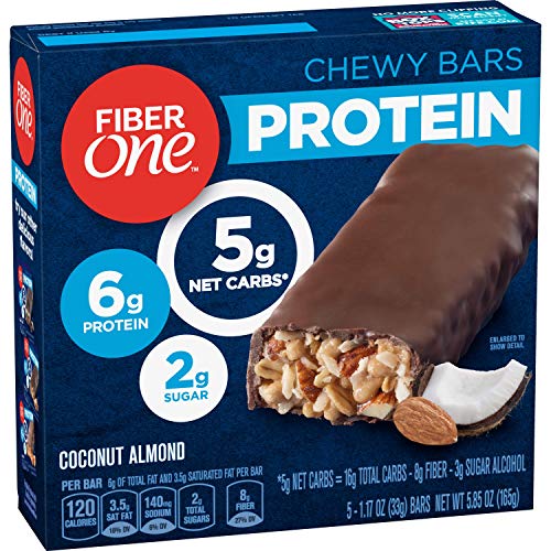 Fiber One Protein Bar, Coconut Almond, Chewy Bars, 6g Protein, Snacks, 5 ct
