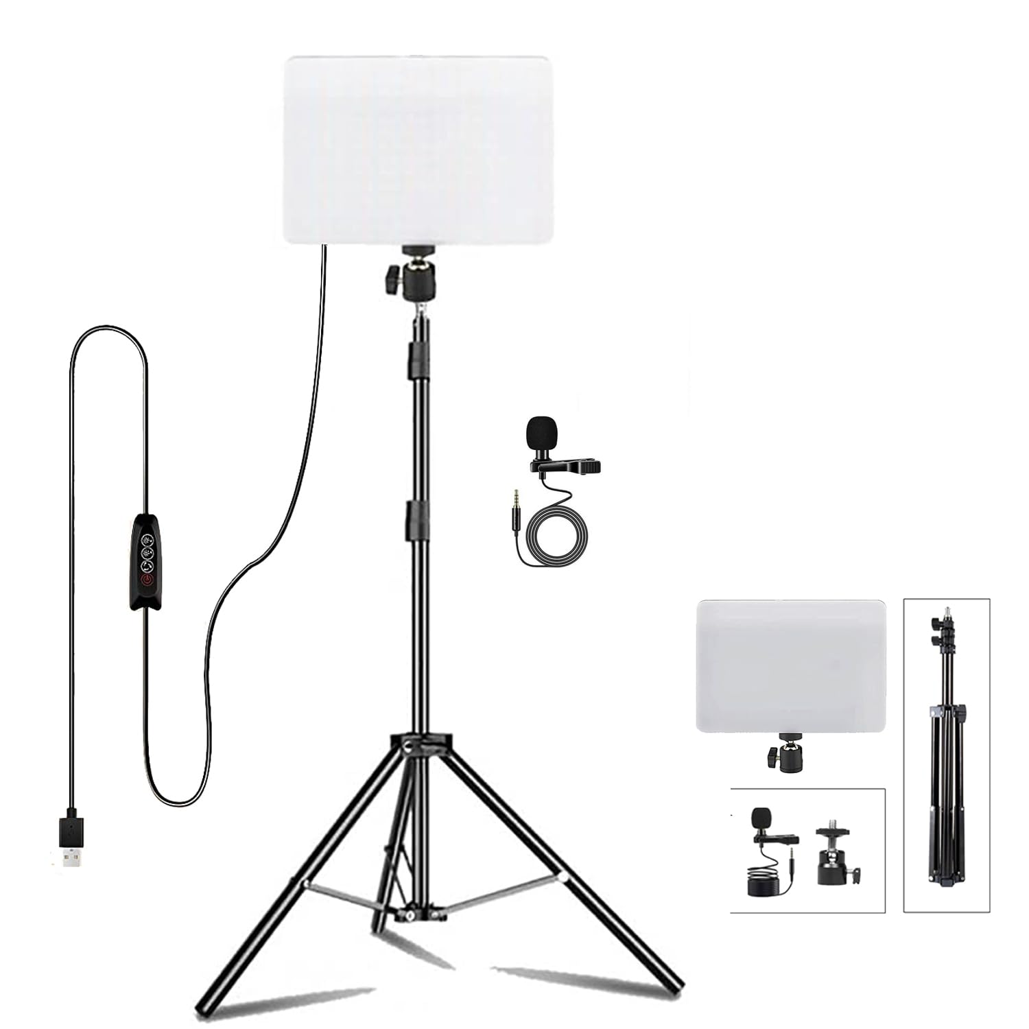 ADZOY Professional Combo of 10 Inch USB Powered Bi-Colors LED Panel Light with 7 Feet Adjustable Metal Tripod and Collar Lapel Microphone for Baking, Craft, Calligraphy, Drawing (B0D53WZLC8) Amazon Price History, Amazon Price Tracker
