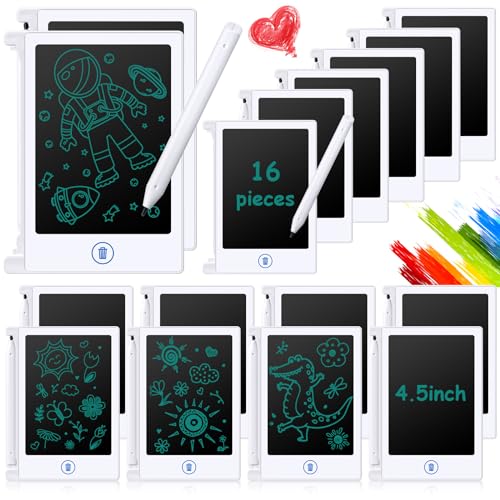 Nezyo 16 Pack 4.5 Inch Mini LCD Writing Tablet for Kids, White