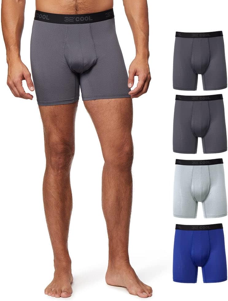 32º DEGREES mens Mens 4-pack Active Mesh Quick Dry Performance Boxer Brief
