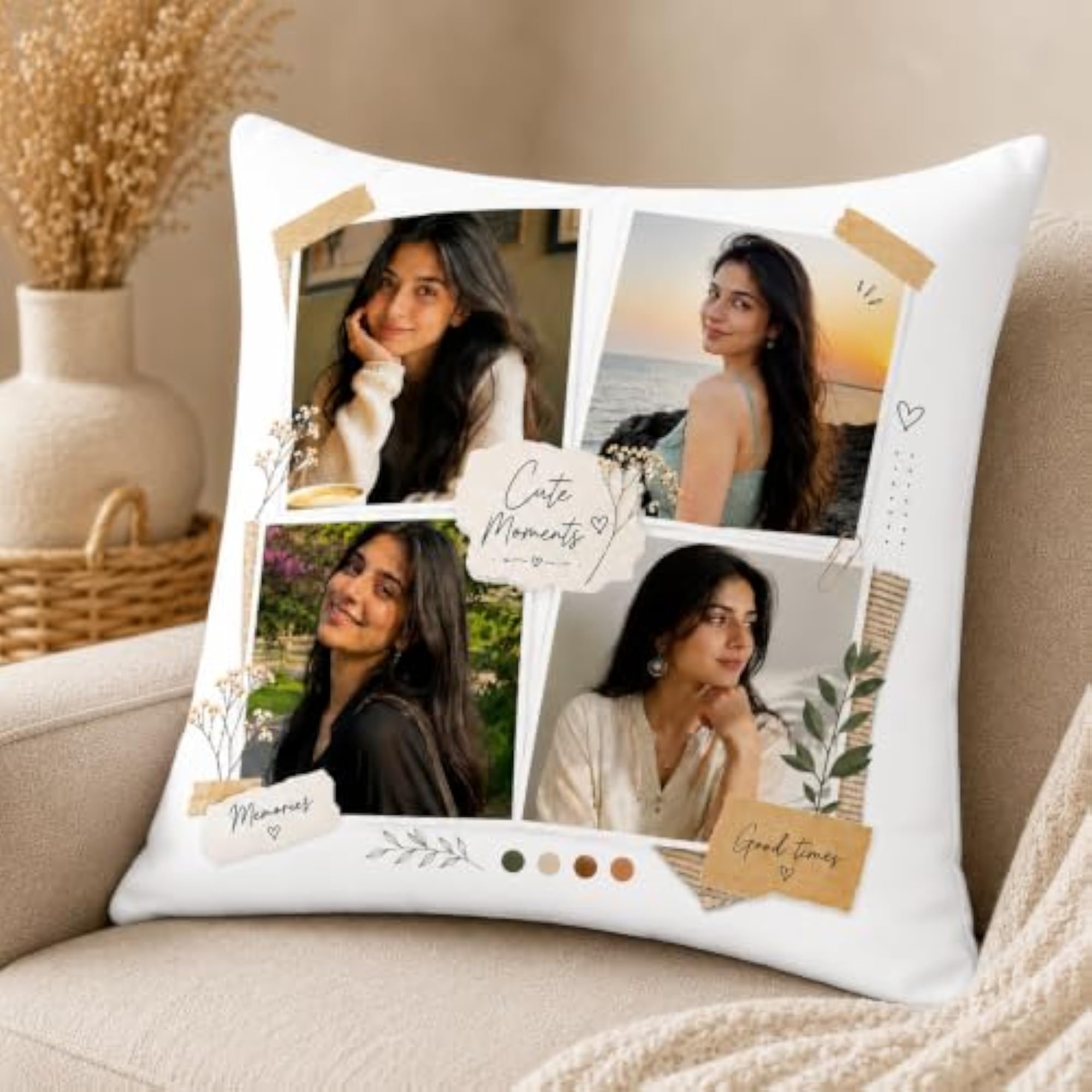 Personalized Photo Pillow, Custom Satin Cushion with Filler